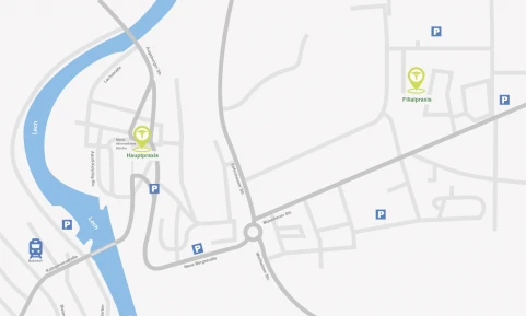 Lageplan der Praxisstandorte in Landsberg am Lech